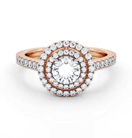 Double Halo Round Diamond Engagement Ring 9K Rose Gold ENRD247_RG_THUMB1