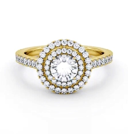 Double Halo Round Diamond Engagement Ring 9K Yellow Gold ENRD247_YG_THUMB1