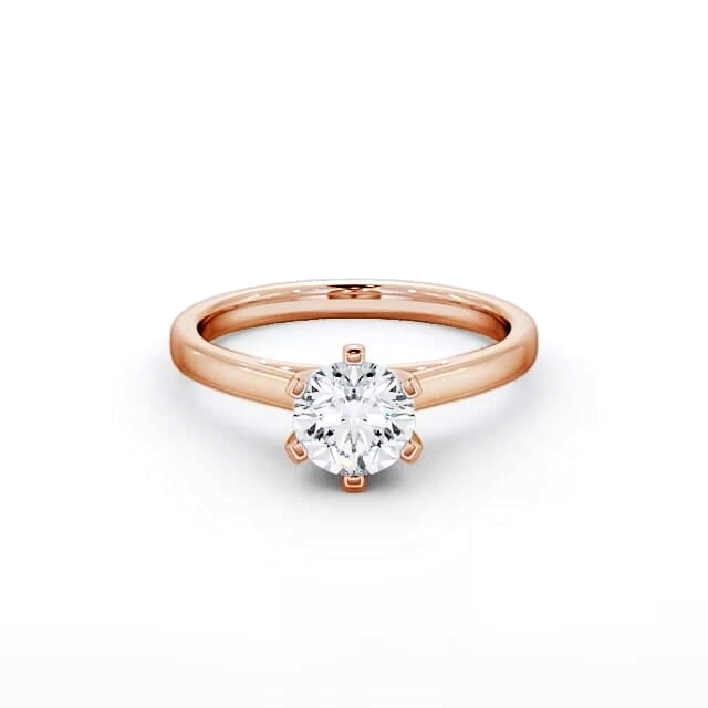 Round Diamond Engagement Ring 18K Rose Gold Solitaire - Jazel ENRD24_RG_HAND