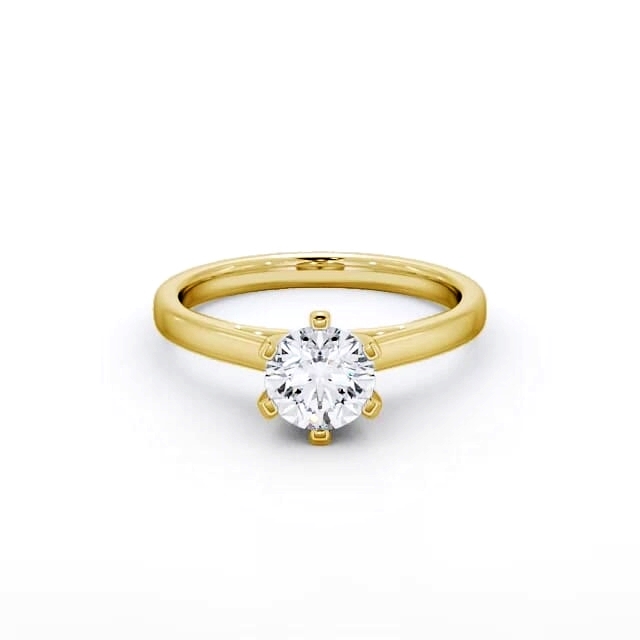 Round Diamond Engagement Ring 18K Yellow Gold Solitaire - Jazel ENRD24_YG_HAND