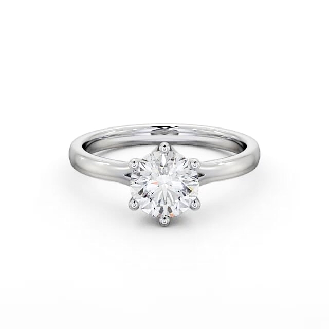 Round Diamond Engagement Ring 18K White Gold Solitaire - Alina ENRD25_WG_HAND