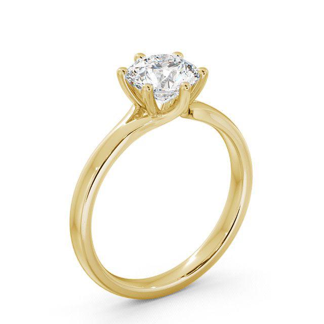 Round Diamond Engagement Ring 18K Yellow Gold Solitaire - Alina ENRD25_YG_HAND