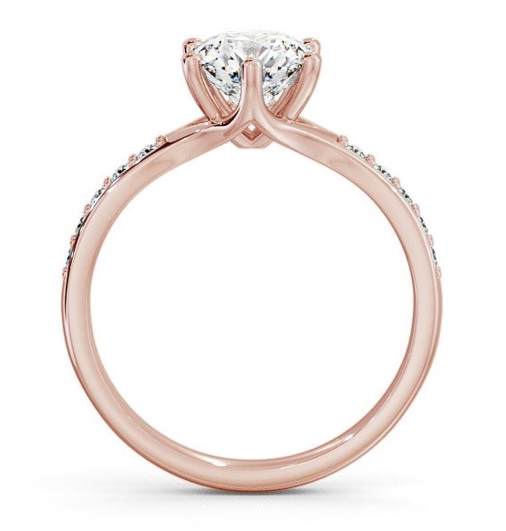 Round Diamond Sweeping Prongs Engagement Ring 9K Rose Gold Solitaire with Channel Set Side Stones ENRD25S_RG_THUMB1