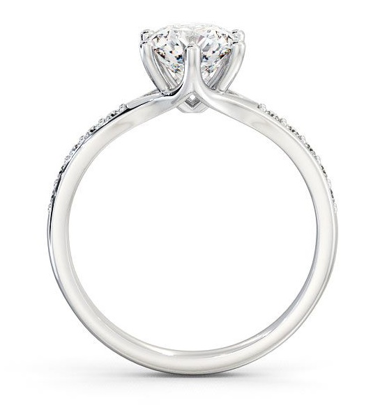 Round Diamond Sweeping Prongs Engagement Ring 18K White Gold Solitaire with Channel Set Side Stones ENRD25S_WG_THUMB1