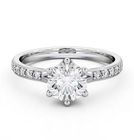 Round Diamond Sweeping Prongs Engagement Ring Platinum Solitaire ENRD25S_WG_THUMB1