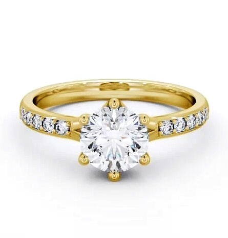 Round Diamond Sweeping Prongs Ring 18K Yellow Gold Solitaire ENRD25S_YG_THUMB1