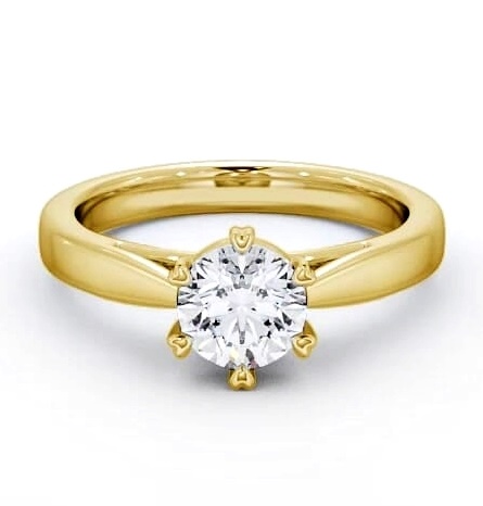 Round Diamond 6 Prong Engagement Ring 9K Yellow Gold Solitaire ENRD26_YG_THUMB1