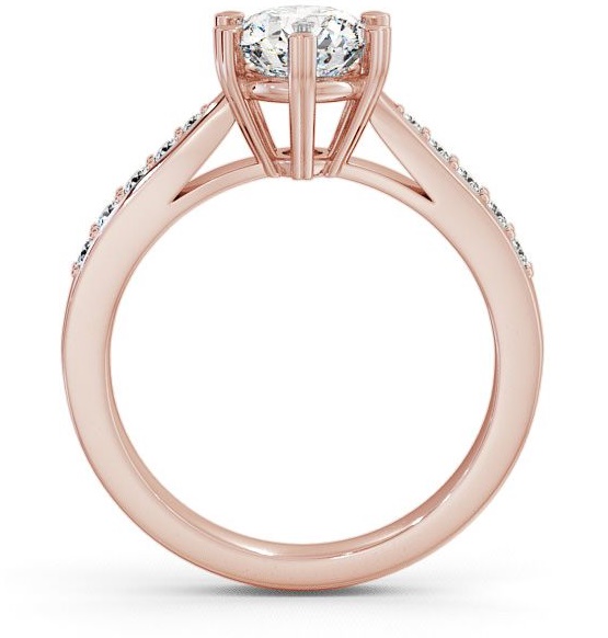Round Diamond 6 Prong Engagement Ring 9K Rose Gold Solitaire with Channel Set Side Stones ENRD26S_RG_THUMB1
