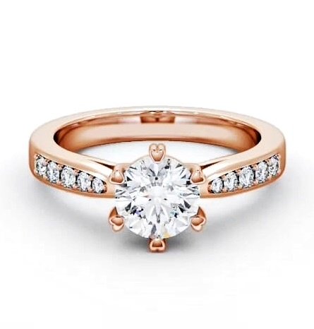 Round Diamond 6 Prong Engagement Ring 18K Rose Gold Solitaire ENRD26S_RG_THUMB1