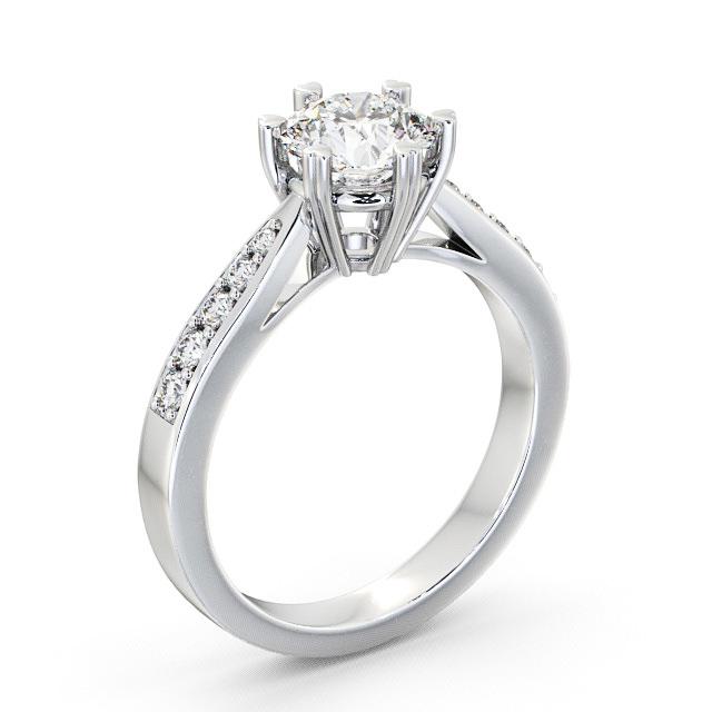 Round Diamond Engagement Ring 18K White Gold Solitaire With Side Stones - Siana ENRD26S_WG_HAND
