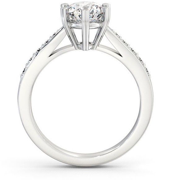 Round Diamond 6 Prong Engagement Ring 9K White Gold Solitaire with Channel Set Side Stones ENRD26S_WG_THUMB1