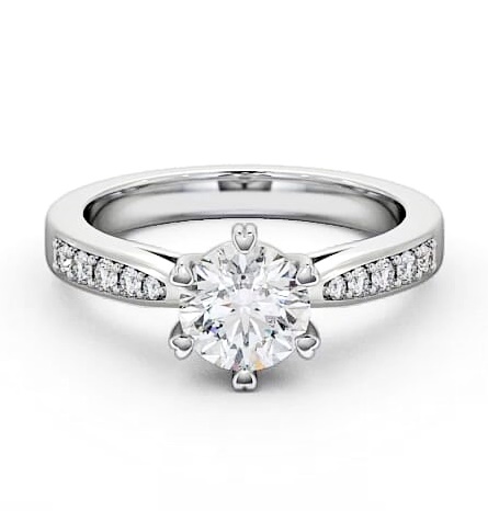 Round Diamond 6 Prong Engagement Ring Platinum Solitaire with Channel ENRD26S_WG_THUMB1