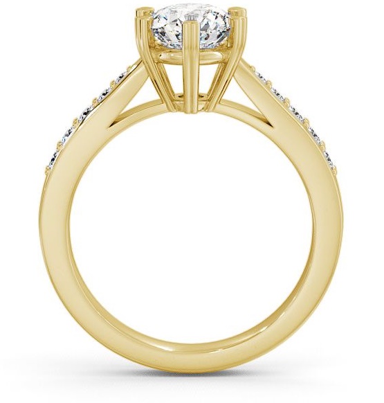Round Diamond 6 Prong Engagement Ring 9K Yellow Gold Solitaire with Channel Set Side Stones ENRD26S_YG_THUMB1