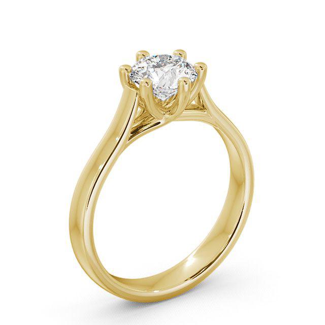Round Diamond Engagement Ring 9K Yellow Gold Solitaire - Charley ENRD27_YG_HAND