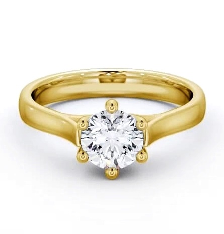 Round Diamond Raised Band Engagement Ring 18K Yellow Gold Solitaire ENRD27_YG_THUMB1