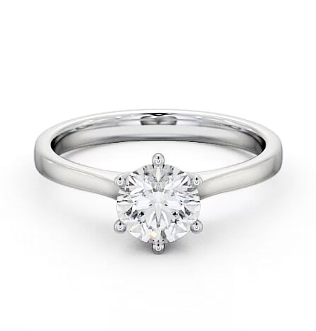 Round Diamond High Set Engagement Ring 18K White Gold Solitaire ENRD28_WG_THUMB2 