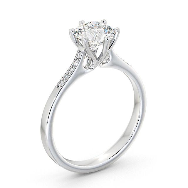 Round Diamond Engagement Ring Palladium Solitaire With Side Stones - Estrelle ENRD28S_WG_HAND