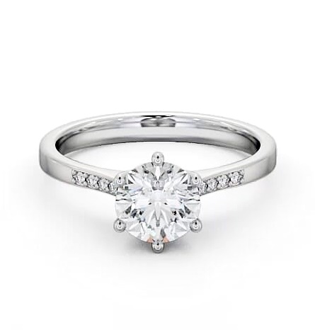 Round Diamond Elegant Style Engagement Ring Platinum Solitaire ENRD28S_WG_THUMB1