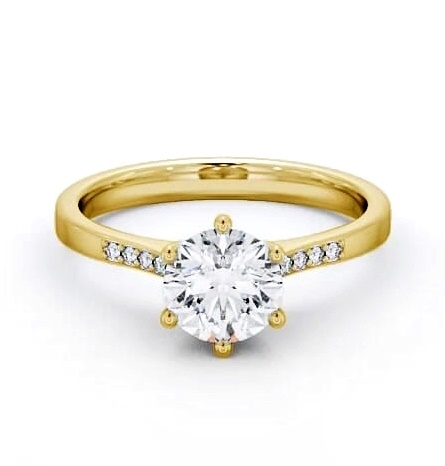 Round Diamond Elegant Style Engagement Ring 18K Yellow Gold Solitaire ENRD28S_YG_THUMB1