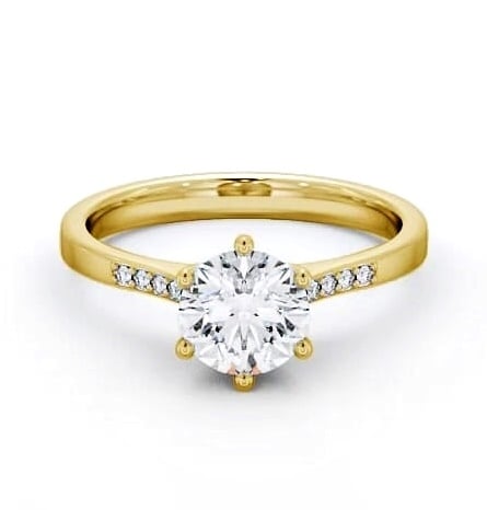 Round Diamond Elegant Style Engagement Ring 18K Yellow Gold Solitaire ENRD28S_YG_THUMB2 