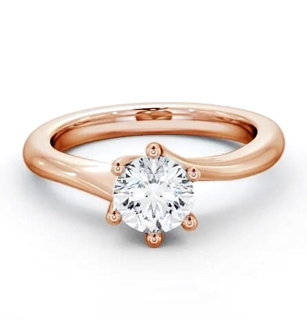 Round Diamond Twisted Head Engagement Ring 18K Rose Gold Solitaire ENRD29_RG_THUMB1