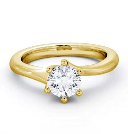 Round Diamond Twisted Head Engagement Ring 9K Yellow Gold Solitaire ENRD29_YG_THUMB1