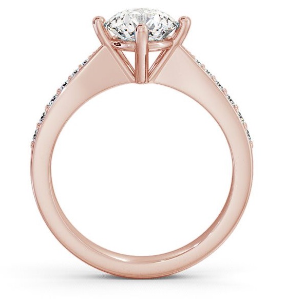 Round Diamond Rotated Head Engagement Ring 18K Rose Gold Solitaire with Channel Set Side Stones ENRD2S_RG_THUMB1