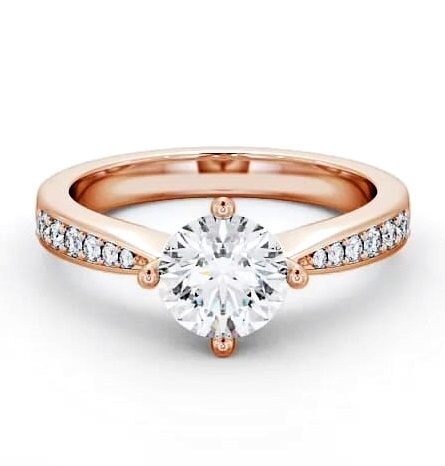 Round Diamond Rotated Head Engagement Ring 18K Rose Gold Solitaire ENRD2S_RG_THUMB1