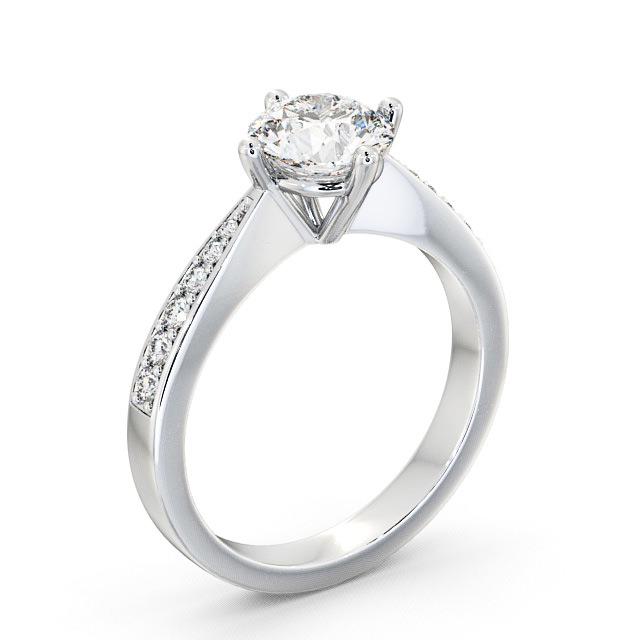 Round Diamond Engagement Ring Platinum Solitaire With Side Stones - Eleni ENRD2S_WG_HAND