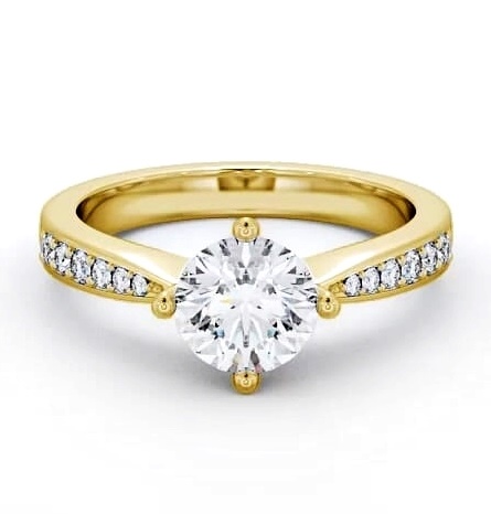 Round Diamond Rotated Head Engagement Ring 9K Yellow Gold Solitaire ENRD2S_YG_THUMB1