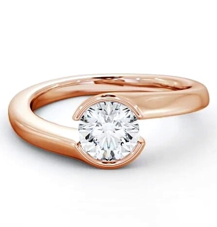 Round Diamond Split Bezel Engagement Ring 9K Rose Gold Solitaire ENRD30_RG_THUMB1