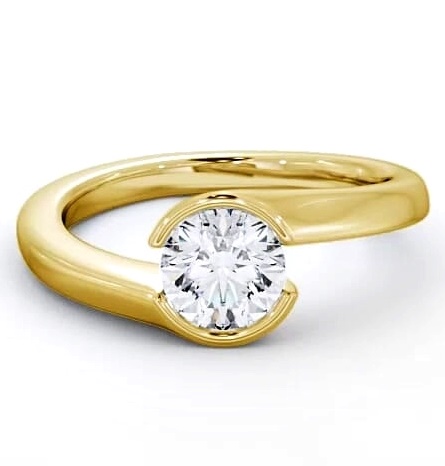 Round Diamond Split Bezel Engagement Ring 18K Yellow Gold Solitaire ENRD30_YG_THUMB2 