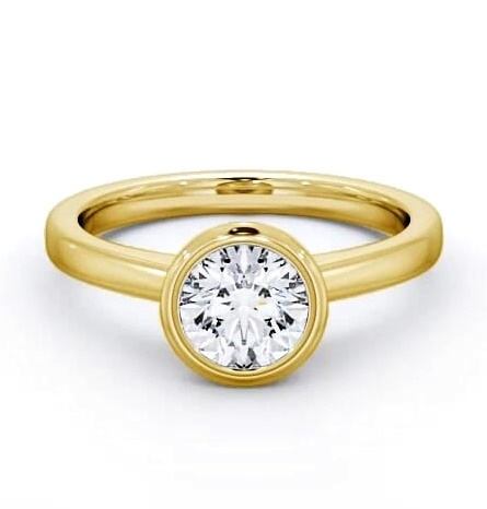 Round Diamond Open Bezel Engagement Ring 18K Yellow Gold Solitaire ENRD31_YG_THUMB1