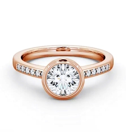 Round Diamond Open Bezel Engagement Ring 18K Rose Gold Solitaire ENRD31S_RG_THUMB1