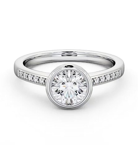 Round Diamond Open Bezel Engagement Ring Platinum Solitaire ENRD31S_WG_THUMB1