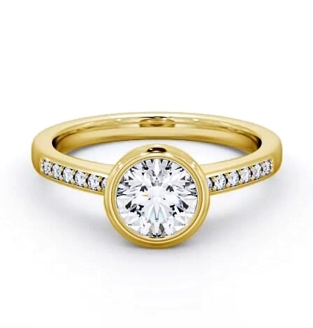 Round Diamond Open Bezel Engagement Ring 9K Yellow Gold Solitaire ENRD31S_YG_THUMB1