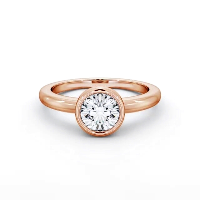 Round Diamond Engagement Ring 9K Rose Gold Solitaire - Amera ENRD32_RG_HAND