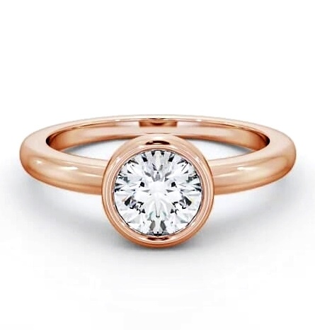 Round Diamond Bezel Set Engagement Ring 9K Rose Gold Solitaire ENRD32_RG_THUMB1