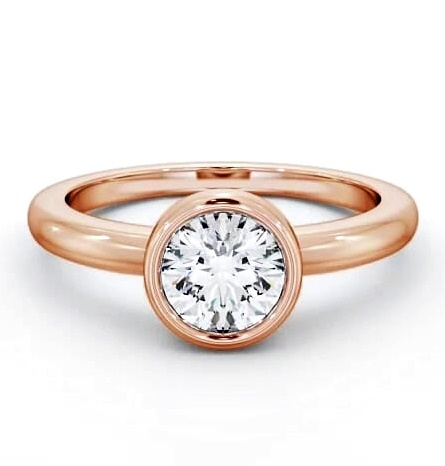 Round Diamond Bezel Set Engagement Ring 18K Rose Gold Solitaire ENRD32_RG_THUMB2 