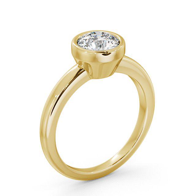 Round Diamond Engagement Ring 18K Yellow Gold Solitaire - Amera ENRD32_YG_HAND