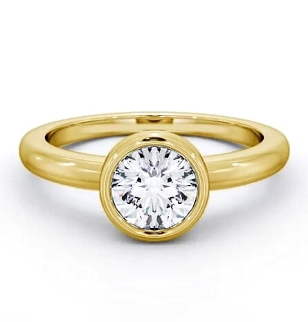 Round Diamond Bezel Set Engagement Ring 9K Yellow Gold Solitaire ENRD32_YG_THUMB2 