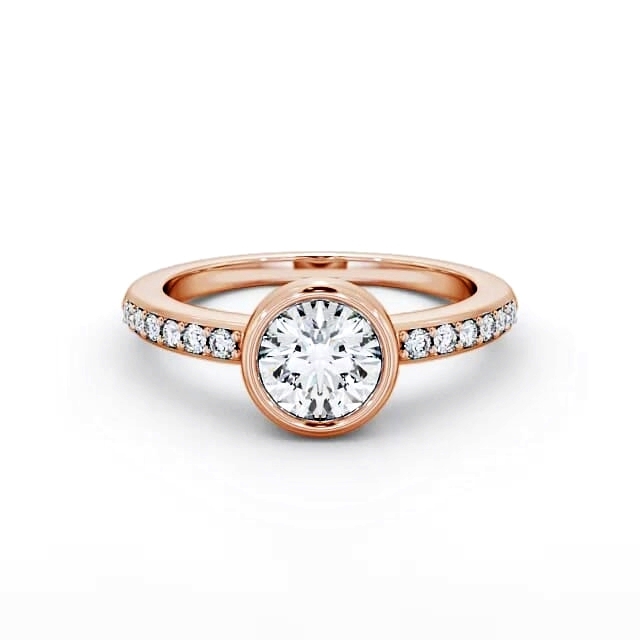 Round Diamond Engagement Ring 9K Rose Gold Solitaire With Side Stones - Karah ENRD32S_RG_HAND