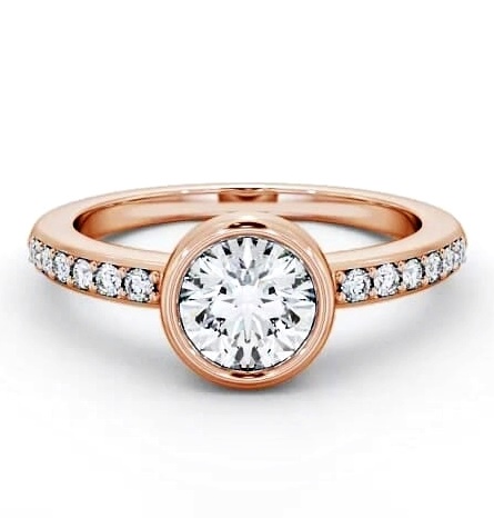 Round Diamond Bezel Style Engagement Ring 9K Rose Gold Solitaire ENRD32S_RG_THUMB1