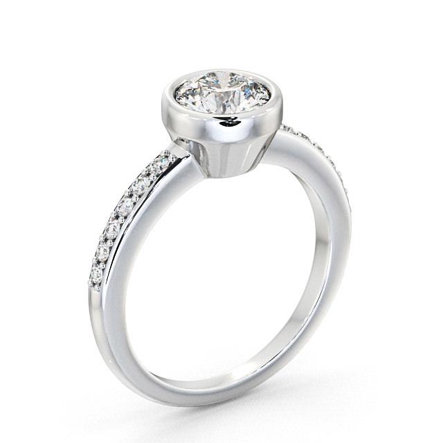 Round Diamond Engagement Ring 18K White Gold Solitaire With Side Stones - Karah ENRD32S_WG_HAND