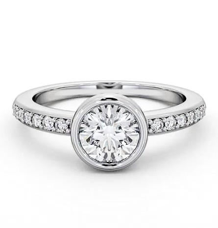 Round Diamond Bezel Style Engagement Ring 9K White Gold Solitaire ENRD32S_WG_THUMB1