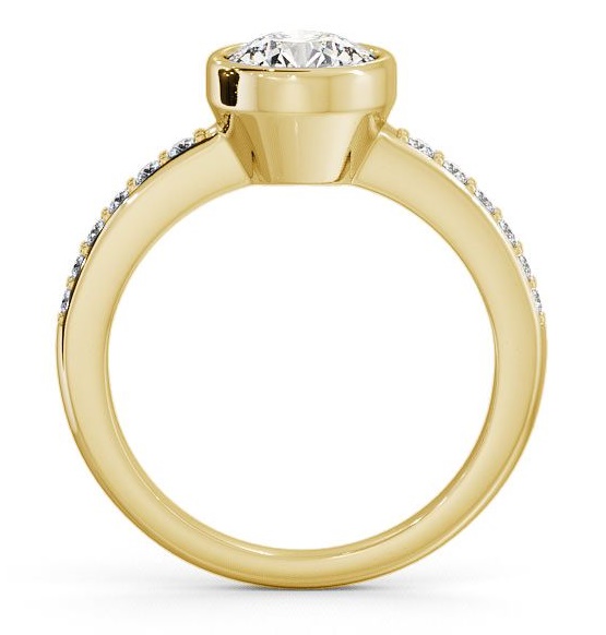 Round Diamond Bezel Style Engagement Ring 18K Yellow Gold Solitaire with Channel Set Side Stones ENRD32S_YG_THUMB1