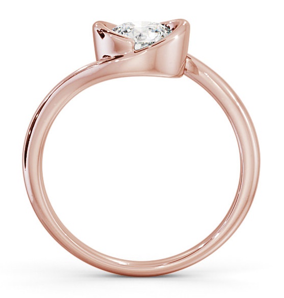 Round Diamond Unique Bezel Engagement Ring 9K Rose Gold Solitaire ENRD35_RG_THUMB1