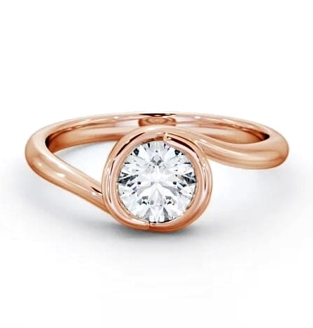 Round Diamond Unique Bezel Engagement Ring 18K Rose Gold Solitaire ENRD35_RG_THUMB1
