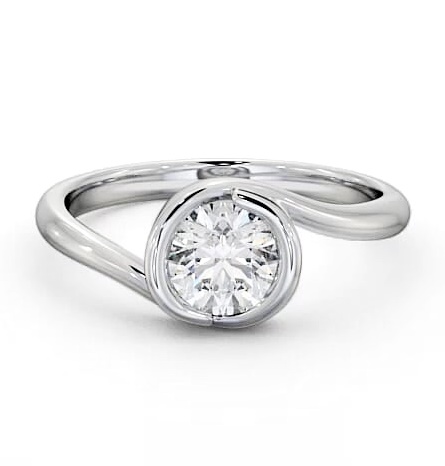 Round Diamond Unique Bezel Engagement Ring Platinum Solitaire ENRD35_WG_THUMB1