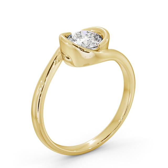 Round Diamond Engagement Ring 9K Yellow Gold Solitaire - Laken ENRD35_YG_HAND